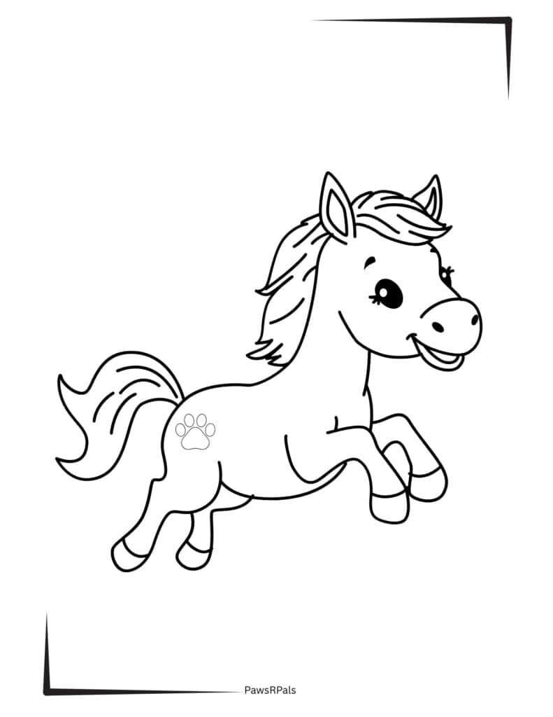 Happy horse colouring image