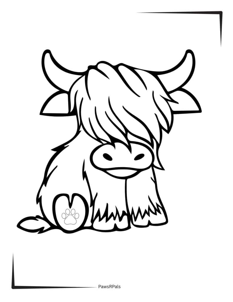 Highland Cow Colouring Image