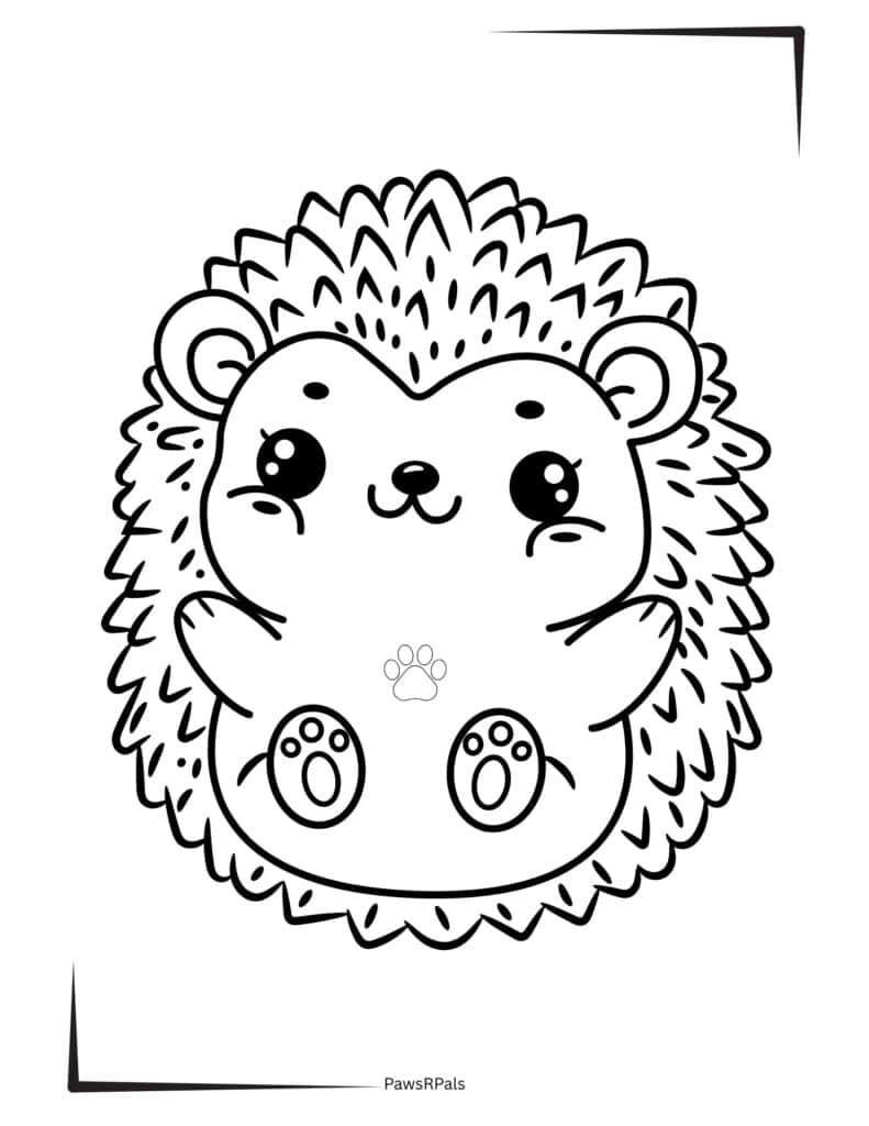 Cute Hedgehog Colouring Image
