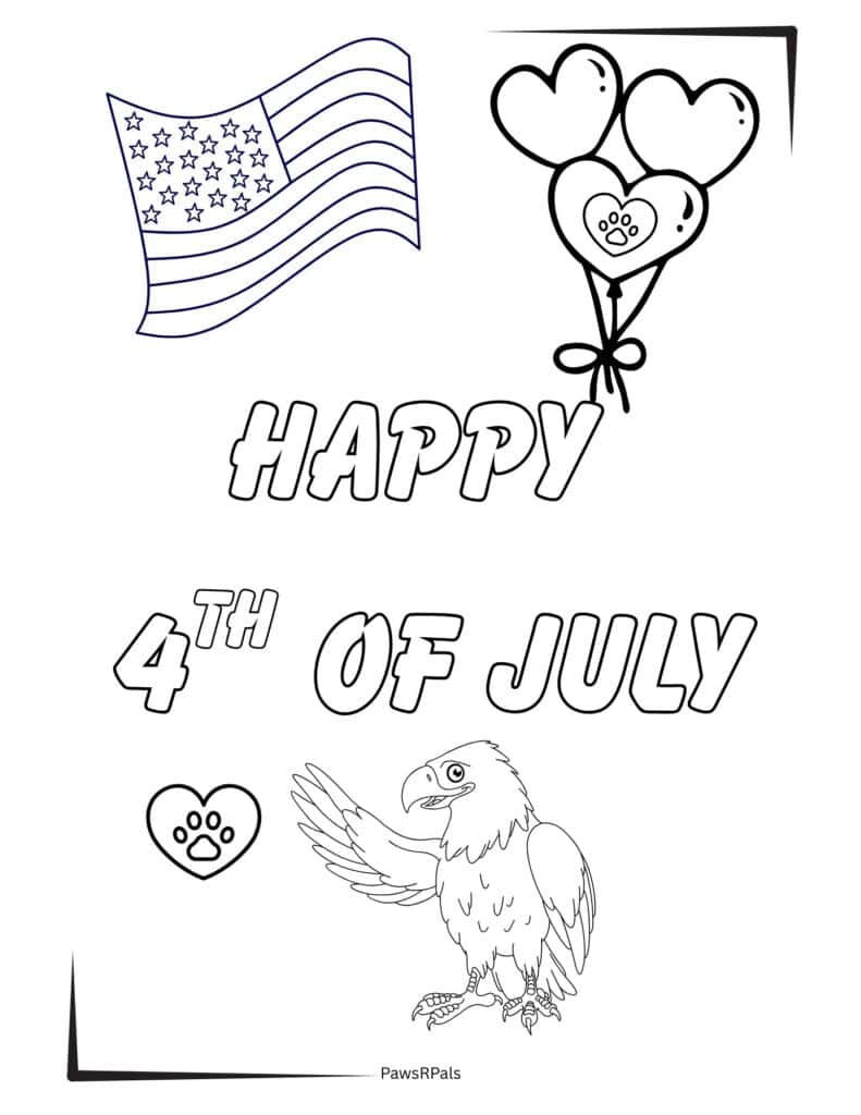 Happy 4th July colouring image