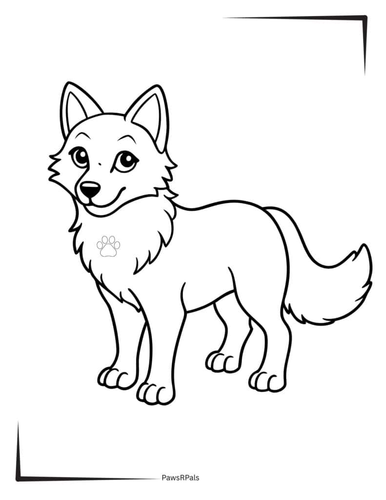 Smiling fox colouring image